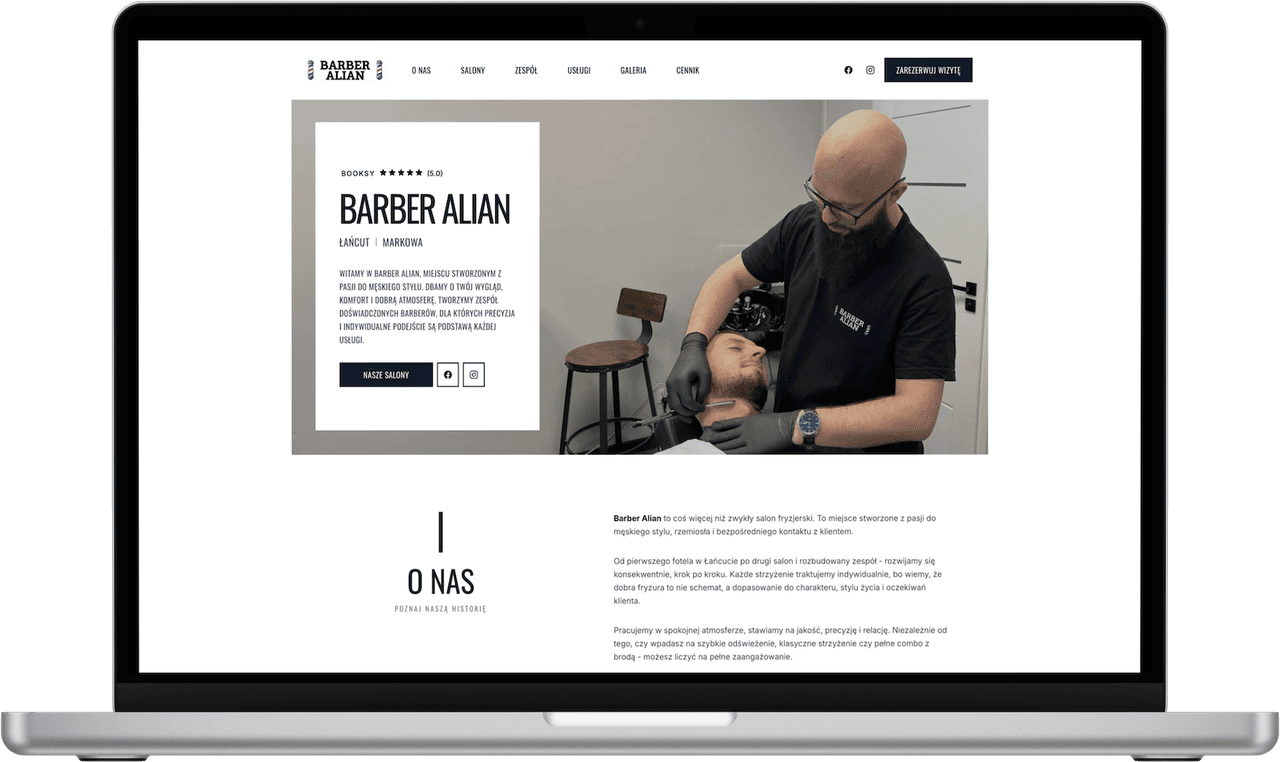 Barber Alian — widok desktop