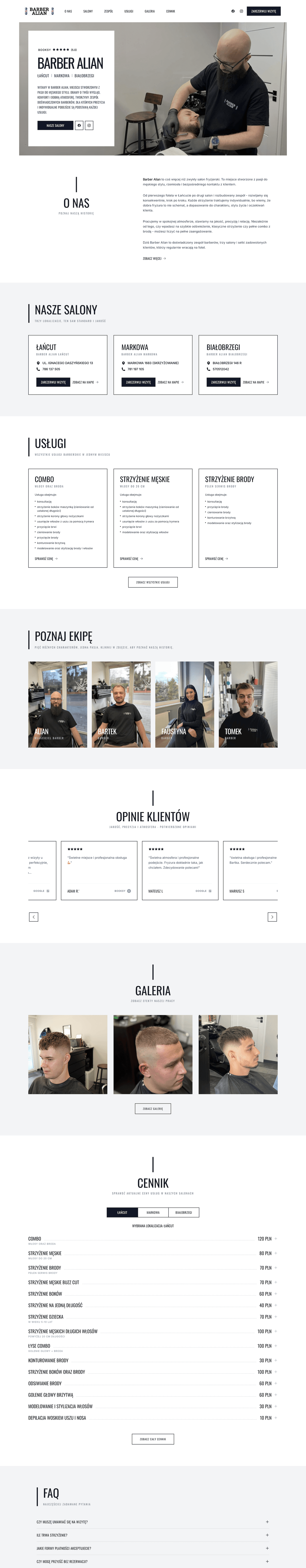 Barber Alian — pełny widok strony