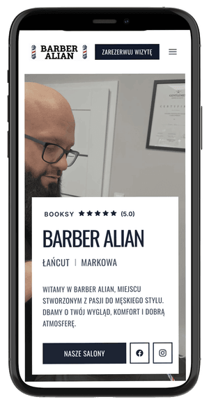 Barber Alian — widok mobile