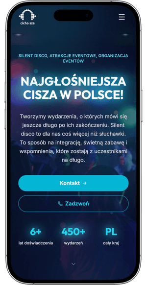 Cicho Sza Silent Disco, widok mobile